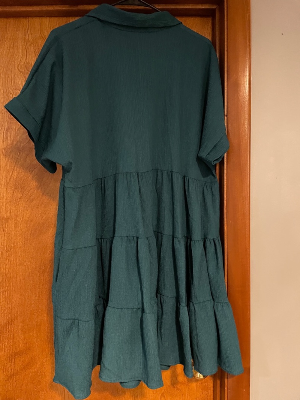 Teal Button-Front Babydoll Maternity Dress - Picture 2 of 5